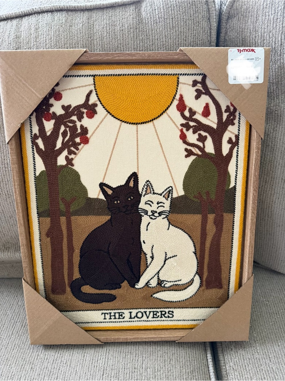 BP Home Embroidered Art — “The Lovers” Cats (11 x 14) — NEW / RARE